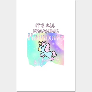 Freaking Rainbows and Unicorns Posters and Art